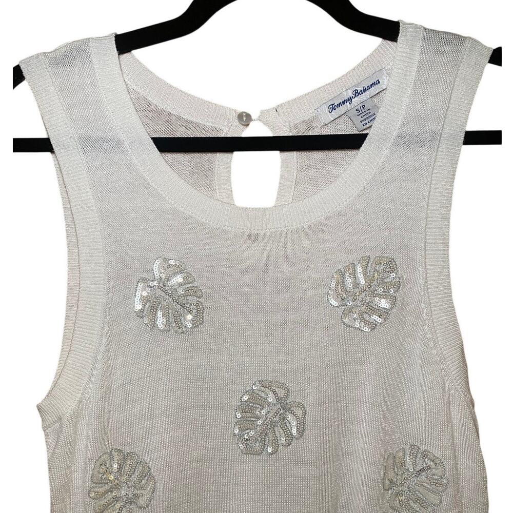 Tommy Bahama - Women's White Beaded Tank Top - Size Small Petite